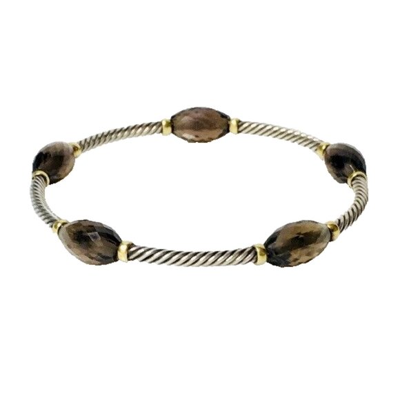 David Yurman Sterling 18k Gold Bangle Bracelet - Picture 1 of 7